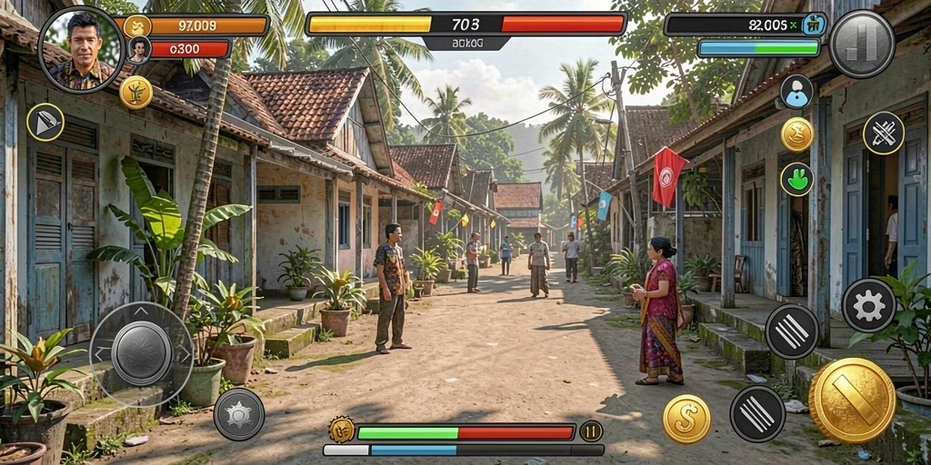 Tampilan grafik yang menarik dan penuh warna.